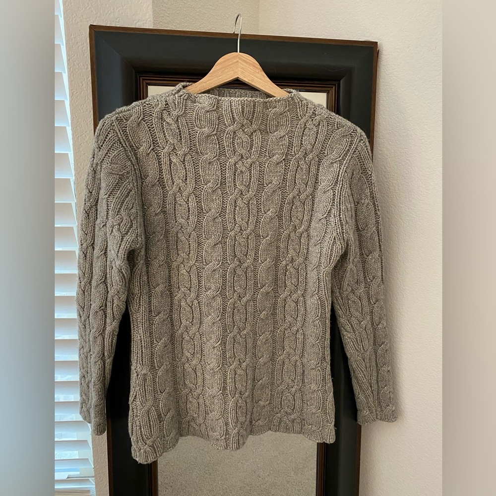 Irene Van Ryb, Gray Cable Knit Sweater with Crystal Beads